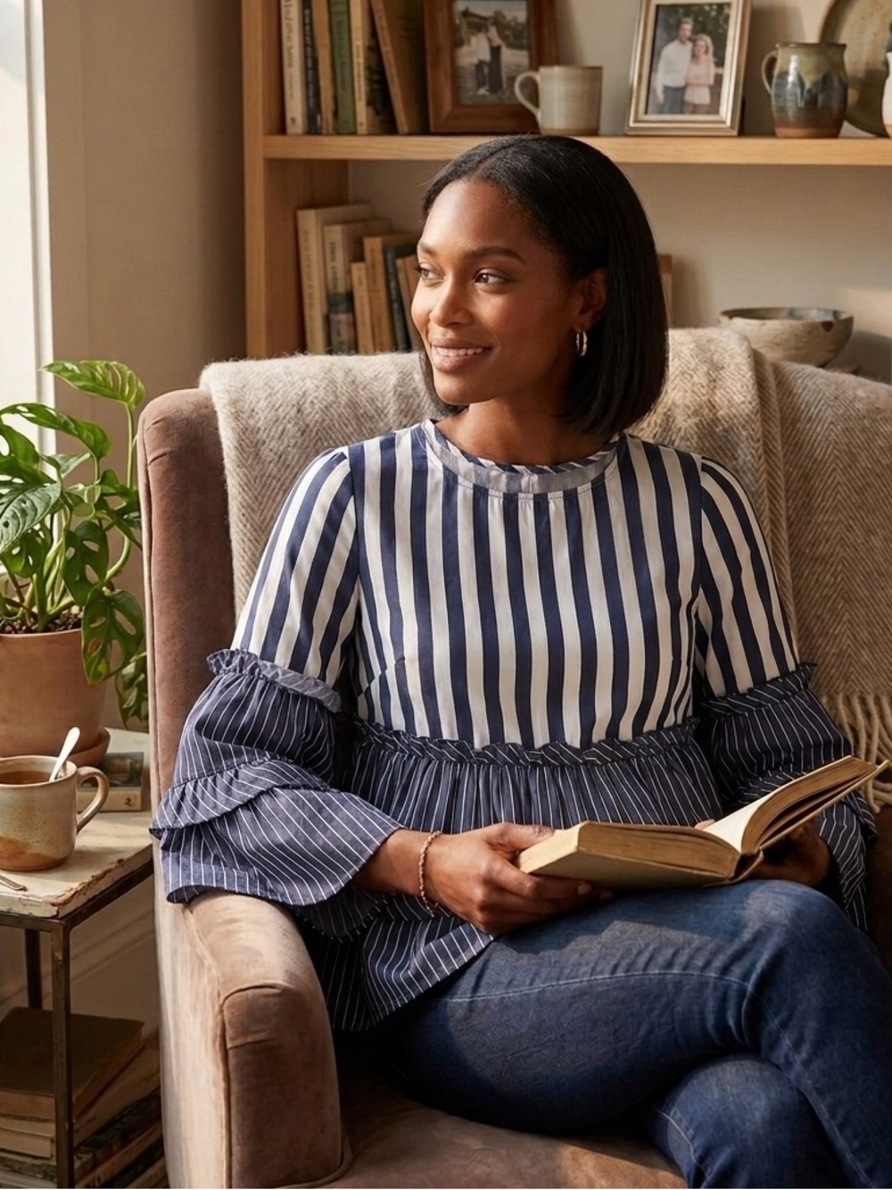 Chic Striped Black and White Blouse